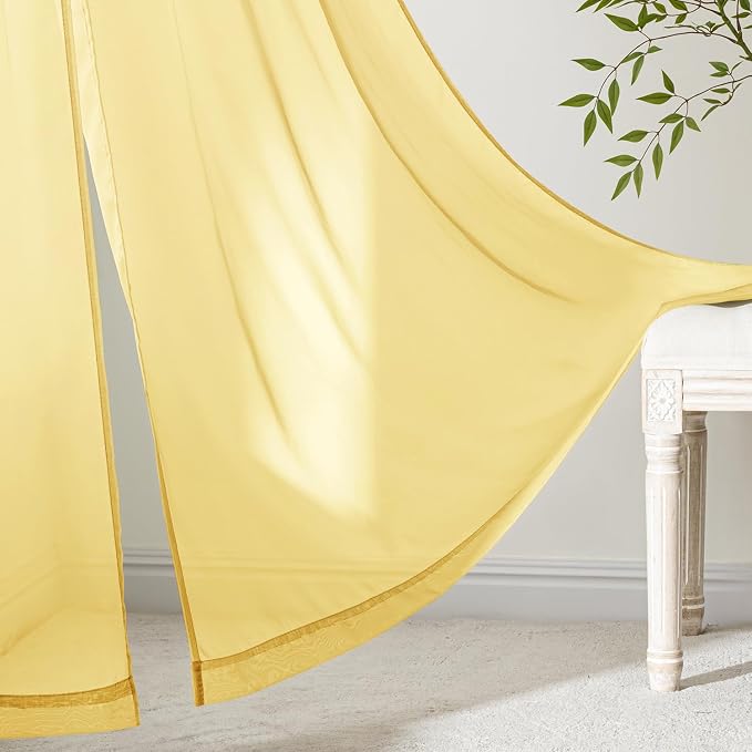 MIULEE Yellow Sheer Curtains 84 Inches Long 4 Panels 42 x 84 Inches | Light - Image 6