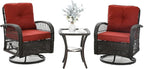 3 Pieces Patio Furniture Set, Outdoor Swivel Glider Rocker, Wicker Patio Bistro by VonzoyHome