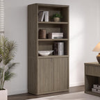SICOTAS Book Shelf with Doors 71" Tall 6 Tier Bookshelf with Adjustable Shelves by SICOTAS