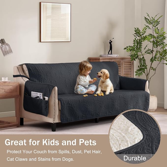 Large Black Recliner Chair Covers, Quilted Décor Water-Repellent Lazy Boy Chair - Image 8