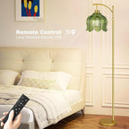 QIYIZM Glass Floor Lamp for Living Room, Mid Century Modern Brass Tall Lamp - Image 4