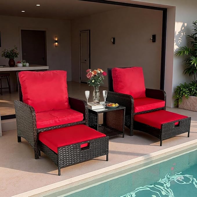 5 Pieces Outdoor Patio Wicker Chairs - Image 7