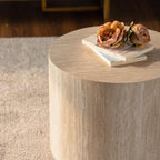 Round Wooden Nesting Coffee Table Set of 2, Circle Modern Accent End Side Table - Image 4
