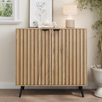 Smuxee Fluted Sideboard Cabinet, Freestanding Natural Buffet Cabinet - Image 8