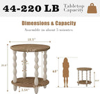 Round End Table, 2-Tier Farmhouse End Table, 18.5'' Handcrafted Weathered Look - Image 2