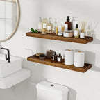 Fun Memories Floating Shelves for Wall, 30 Inch Set of 2 Rustic Wood Wall - Image 2