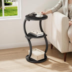 JUSTOGO Small Round Side Table, 3-Tier End Table - Image 2