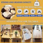 120cm Japanese Floor Table -Vintage Solid Wooden Tatami Table, Low Rectangular - Image 5