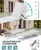 Pool Lounge Chairs Set of 2, Aluminum Outdoor Lounge Chairs - Image 4