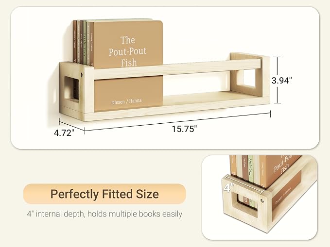 TidyCorner Upgraded Thick Floating Shelves, Solid Wood Bookshelf - Image 2