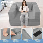 Futon Sofa Bed with Pillow, 3-in-1 Sleeper Sofa Bed with Removable Cover - Image 8