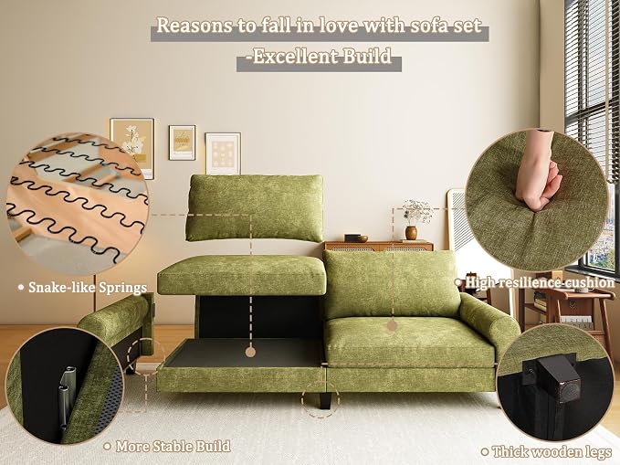 EASE MOOSE 70.6" Modern Deep Seat Loveseat Couch, Soft Chenille Sofa - Image 8
