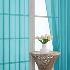 Sheer Curtains 63 inch Length 2 Panels Set, Rod Pocket Voile Fimly Sheer Drapes - Image 2