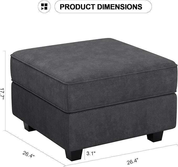 Belffin Fabric Modular Sectional Sofa Storage Ottoman Module Couch Side - Image 2
