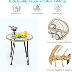 Tangkula 3 Pieces Patio Bistro Set, Rattan Conversation Set - Image 7