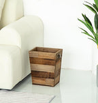 Small Wood Trash Can, Farmhouse Rectangular Garbage Can Waste Basket, Rustic - Image 6