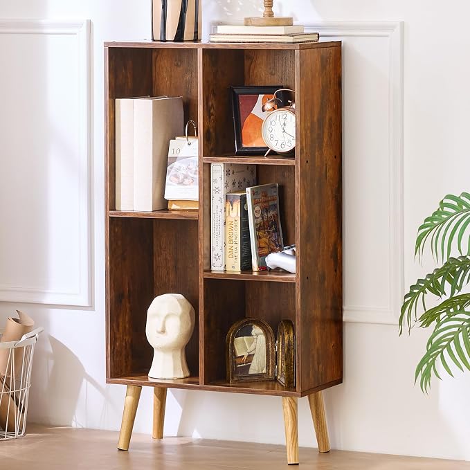 LEYAOYAO 5 Cube Small Bookshelf, 3 Tier Mid-Century Bookcase by LEYAOYAO-Findtheshiningpointofyourideallife%EF%BC%81
