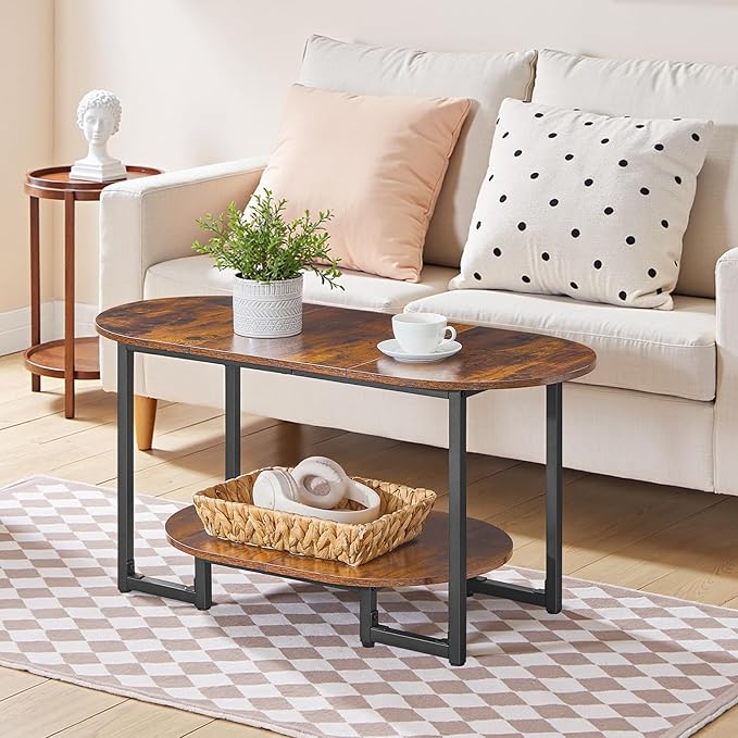HOOBRO Coffee Table for Living Room, Oval Small Coffee Table - Image 3