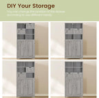 Iwell Storage Cabinet with 2 Drawers & Adjustable Shelf, Tall Bathroom Cabinet - Image 6