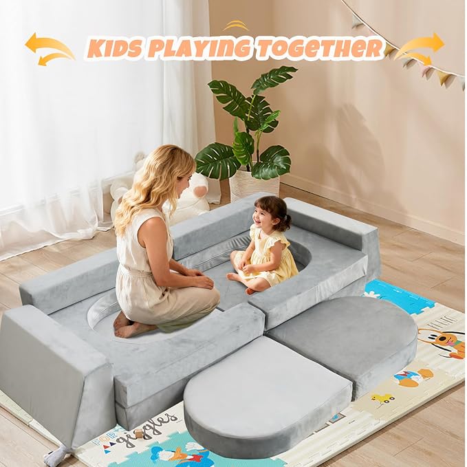 10 Pcs Modular Kids Play Sofa – Versatile Convertible Foam Cushion that Doubles - Image 2