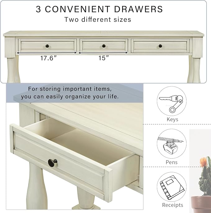 Knocbel 64 Inch Long Antique Entry Console Table - Image 10