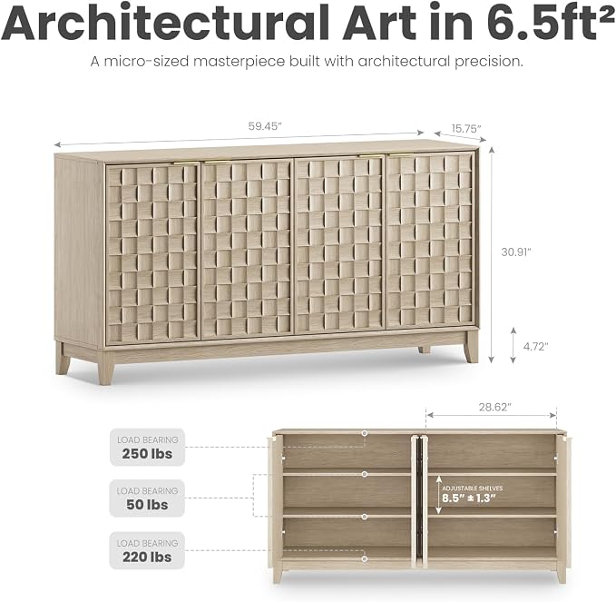 COLAMY Fluted Sideboard Cabinet - Image 2