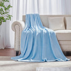 Light Blue Fleece Plush Throw Blanket 90"x90"for Couch Fuzzy Cozy Flannel | - Image 2