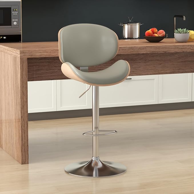 KCC Bar Stools, Swivel Adjustable Height Barstools, PU Leather Upholstered Bar by KCC