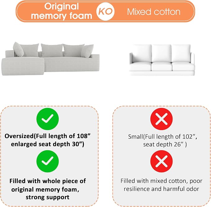 108"Modern Sectional Sofa, Modular Convertible L-Shape Sofas, Upholstered - Image 4