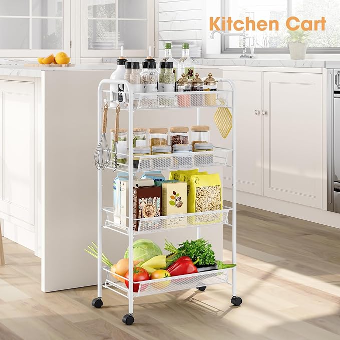 TOOLF 4-Tier Rolling Cart, Metal Utility Cart - Image 2