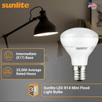 Sunlite LED R14 Mini Flood Light Bulbs, 4 Watts, 280 Lumens, Intermediate Base - Image 2