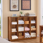 Joaxswe 12 Cube Storage Organizer, Wood Floor Standing 3-Tier Cubby Bookcase - Image 7
