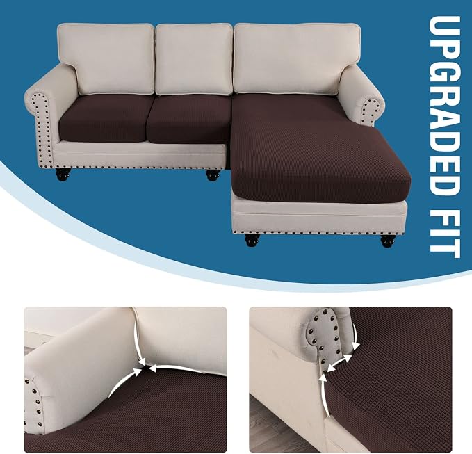 H.VERSAILTEX Sectional Couch Covers 3 Pieces Sofa Seat Cushion Covers L Shape - Image 7