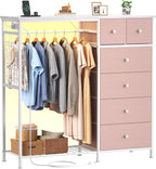 DUMOS Dresser for Bedroom with Hanging Rack, 6 Drawer Fabric Dresser with by DumosLifestyle