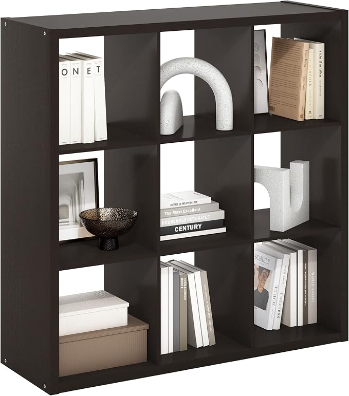 Furinno CUBICLE Book Shelf, 9-Cube Bookshelf, Extra Thick Frame Reversible by Furinno-FitsYourSpaceFitsYourBudget