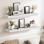 24x8x1.6 inch Floating Shelves Set of 2 – Solid Wood Rustic White Wall Mounted - Image 6
