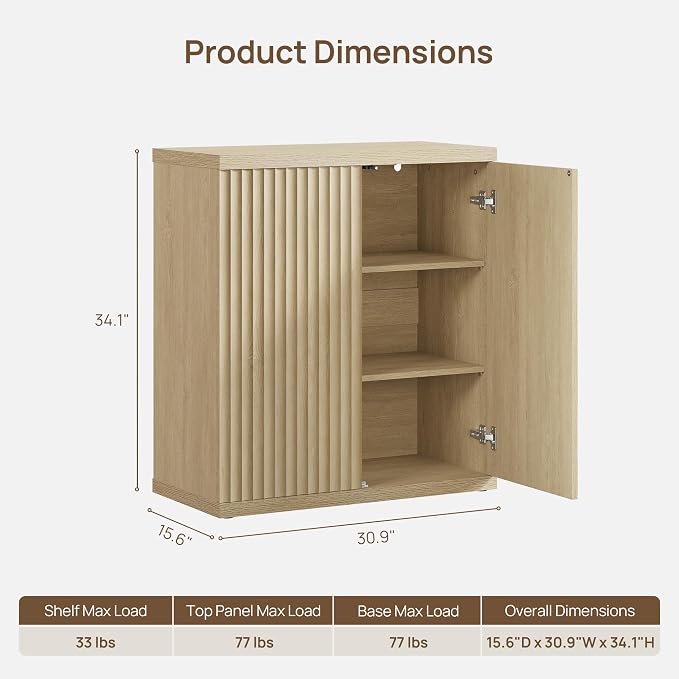 SICOTAS Buffet Cabinet with Storage Accent Sideboard Modern Credenza with Doors - Image 3