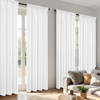 MIULEE 84 Inch Length Pure White Blackout Bedroom Curtains Set of 4 | Thermal - Image 2