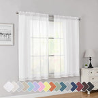 Simplebrand Rod Pocket Top Solid Voile Sheer Curtains by Simplebrand