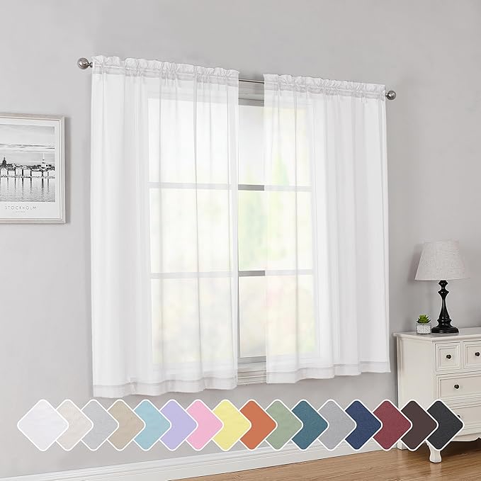 Simplebrand Rod Pocket Top Solid Voile Sheer Curtains by Simplebrand