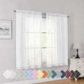 Simplebrand White Short Sheer Curtains 45 Inch Length by Simplebrand