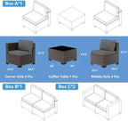 Outdoor Patio Furniture Set, 9 Pieces Outdoor Sectional Furniture Patio Set - Image 7