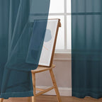 Simplebrand Dusty Blue Sheer Curtains 84 Inches Long, Light Filtering Rod - Image 4