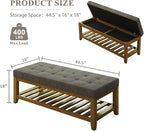 Befurtori Large Rectangular Upholstered Ottoman Bench, Linen Tufted Footrest - Image 2