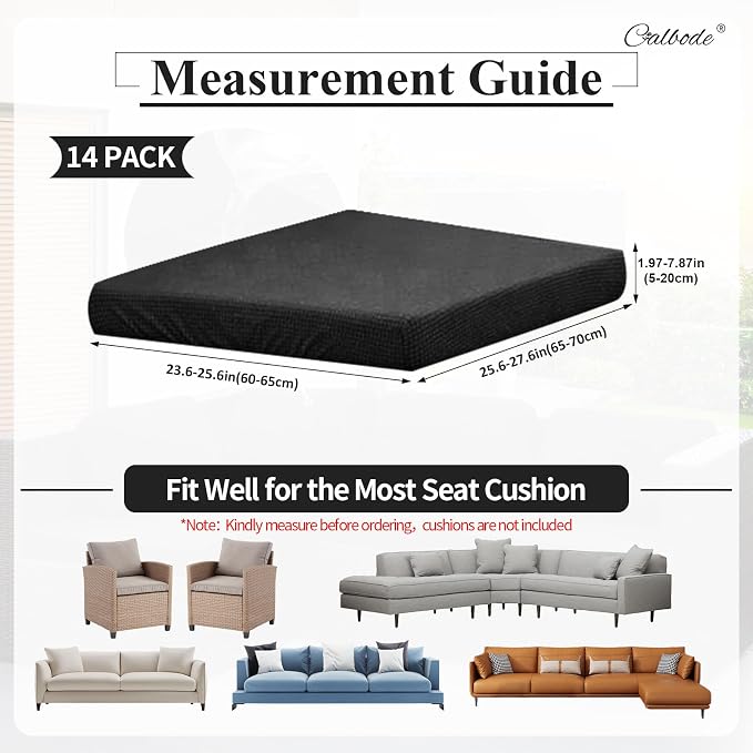 CALBODE 14Pcs Outdoor Stretch Cushion Covers, Waterproof Outdoor Chair Cushion - Image 2
