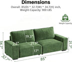 Vesgantti 85'' Chenille Couch for Living Room, 3 Seater Comfy Sofa - Image 2