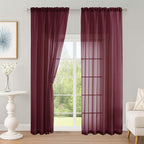 Sheer Curtains 2 Panels Set for Bedroom Living Room, Soft Solid Rod Pocket by OWENIE