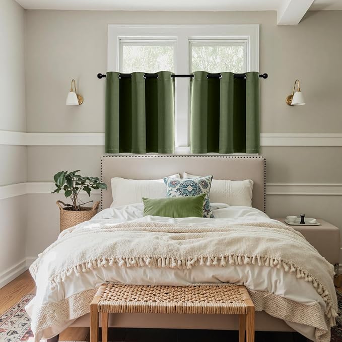 MIULEE Blackout Curtains for Bedroom 2 Panels 40 x 36 Inch Long Olive Green | - Image 7