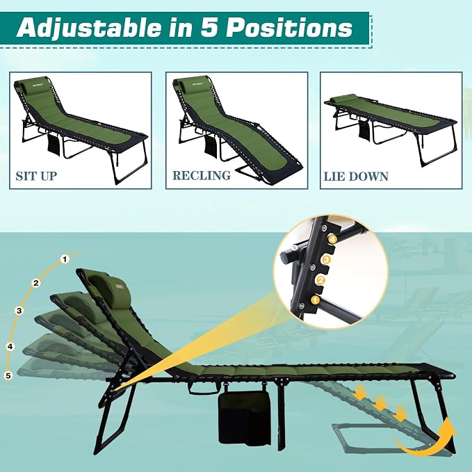 Outdoor Folding Lounge Chair Padded - Image 4