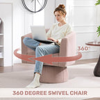 Swivel Accent Barrel Chair Set of 2, Cute Comfy Small Round 360° Arm Chair - Image 4